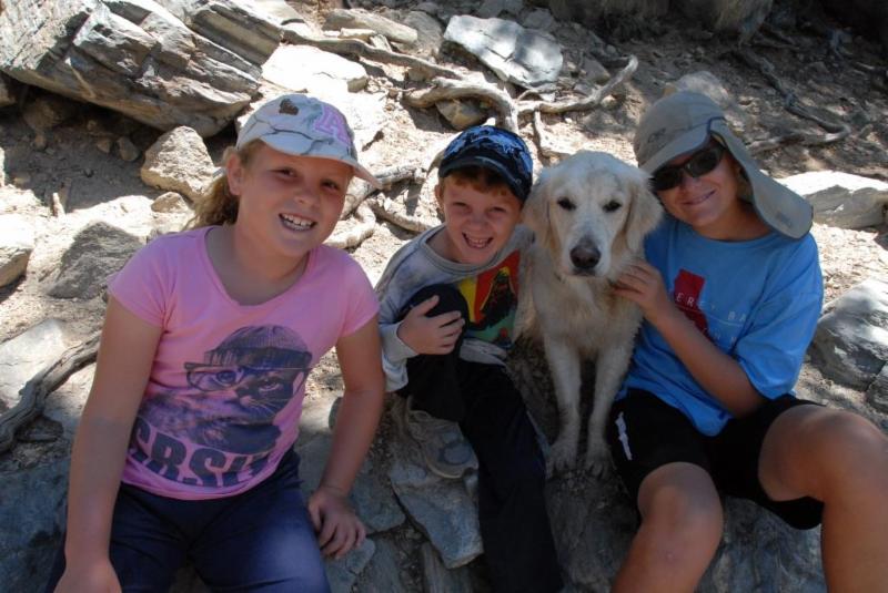 And this is what our foursome _Ruby included_ look like at Mammoth on a short summer visit at the end of July...