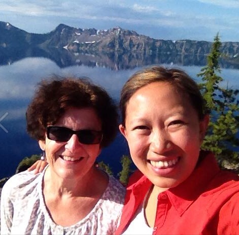 Mary Guss, IPLP Staff Attorney, at Crater Lake, Oregon  with her friend Lyncy Yang.