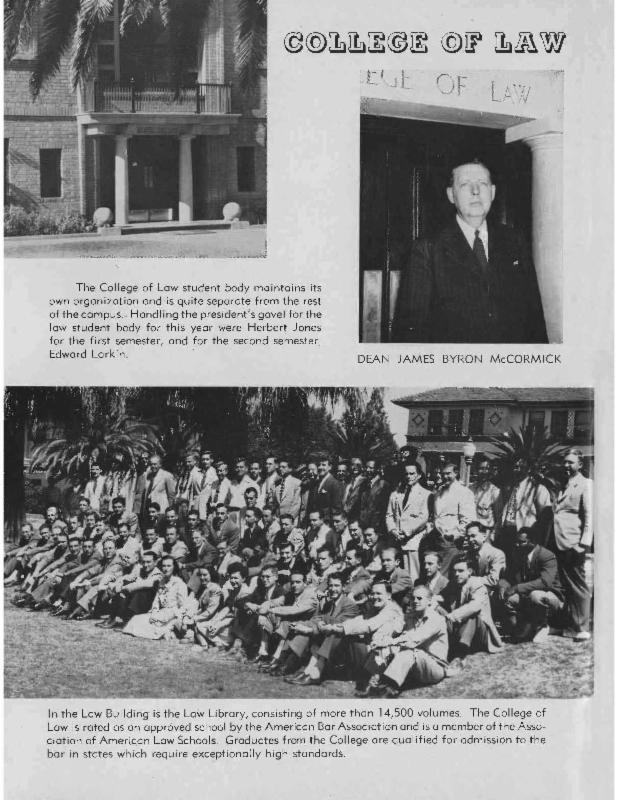 Dean McCormick and the greatly expanded student body pictured in the 1947 Desert yearbook
